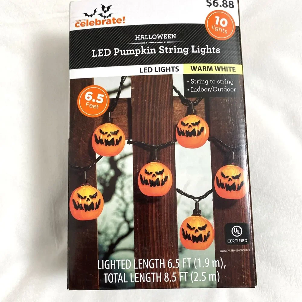 Halloween Led Pumpkin String Lights 2 Packs Indoor Outdoor Home Decore Holidays